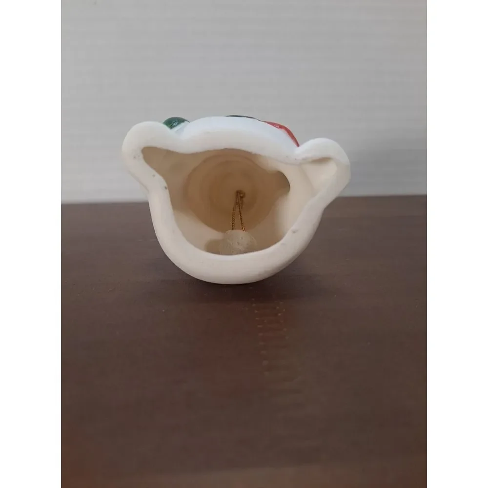 Vintage Snowman Christmas Tree Ornament Ceramic Bell Holiday Décor 3 Inches Tall